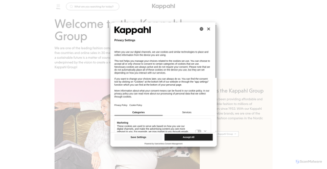 Security scan screenshot of https://kappahl.com