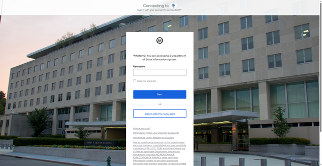 Security scan screenshot of https://state.okta.com/oauth2/v1/authorize?approval_prompt=force&client_id=0oab16qe3026P5bRL297&redirect_uri=https%3A%2F%2Fedit.usembassy.gov%2Foauth2%2Fcallback&response_type=code&scope=openid+email+profile&state=Gq3otFKqxqAh4YAi1AvZIggxAJI0_MgUAAPZIFTeChA%3A%2Fwp-signup.php%3Fnew%3Dwww.usconsulate.gov