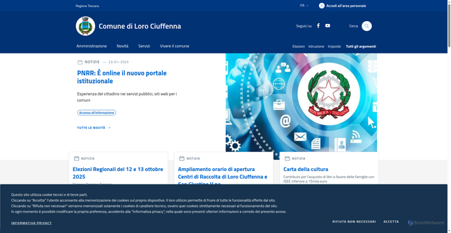 Security scan screenshot of https://www.comune.loro-ciuffenna.ar.it/