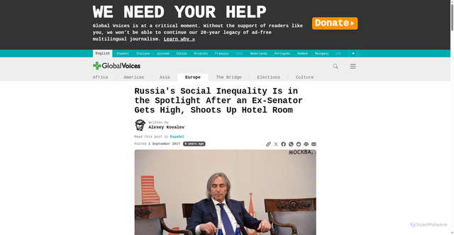 Security scan screenshot of https://globalvoices.org/2017/09/01/russias-social-inequality-is-in-the-spotlight-after-an-ex-senator-gets-high-shoots-up-hotel-room/