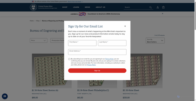 Security scan screenshot of https://www.usmint.gov/bureau-of-engraving.html