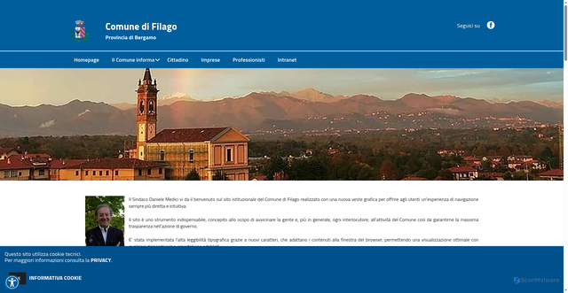 Security scan screenshot of https://www.comune.filago.bg.it/hh/index.php