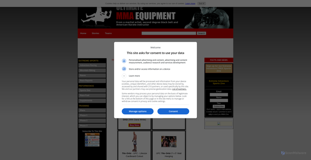 Security scan screenshot of https://www.extreme-adventure-sports.com/tito-ortiz.html