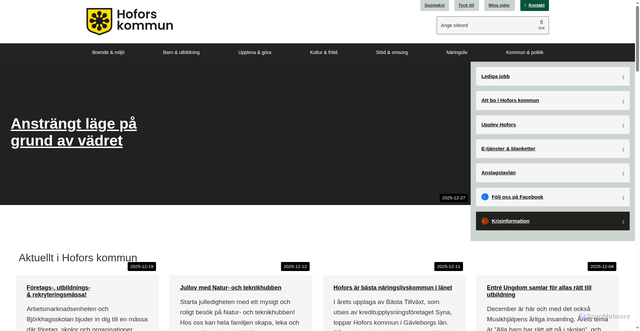 Security scan screenshot of https://www.hofors.se/
