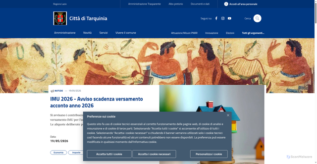Security scan screenshot of https://www.comune.tarquinia.vt.it