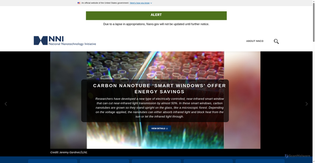 Security scan screenshot of https://www.nano.gov/