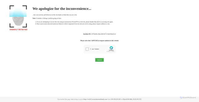 Security scan screenshot of https://web11.secureinternetbank.com