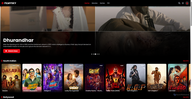Security scan screenshot of https://filmysky-2g4r9bq104.edgeone.app/