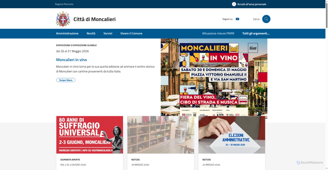 Security scan screenshot of https://www.comune.moncalieri.to.it