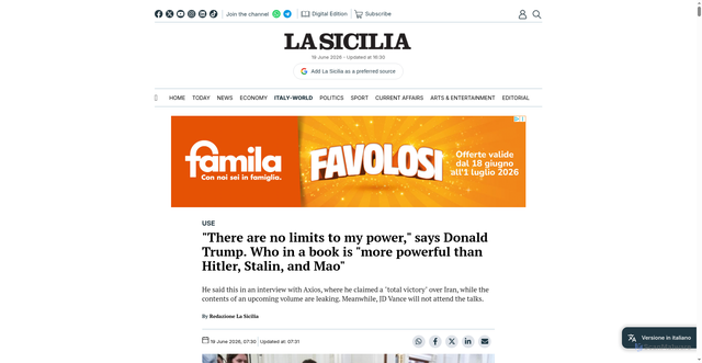 Security scan screenshot of https://en.lasicilia.it/news/italy-world/3050309/there-are-no-limits-to-my-power-says-donald-trump-who-in-a-book-is-more-powerful-than-hitler-stalin-and-mao.html