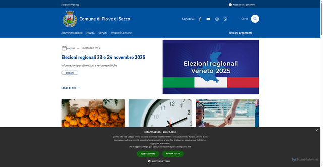 Security scan screenshot of https://www.comune.piovedisacco.pd.it/it