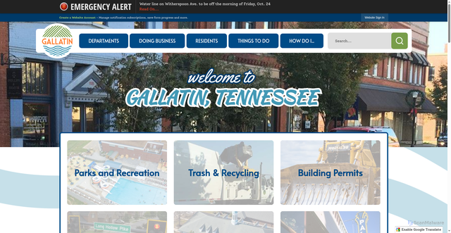 Security scan screenshot of https://gallatintn.gov/