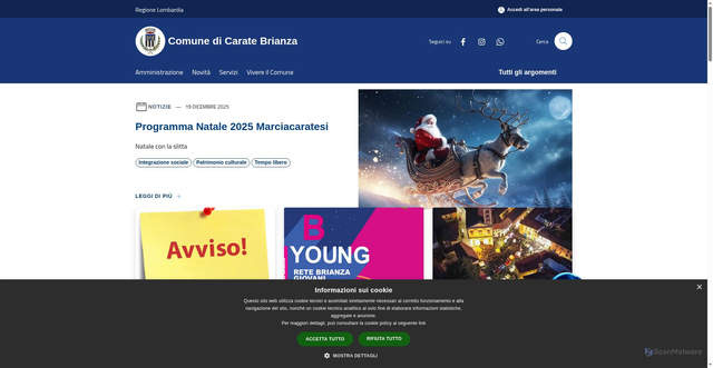 Security scan screenshot of https://www.comune.caratebrianza.mb.it/it