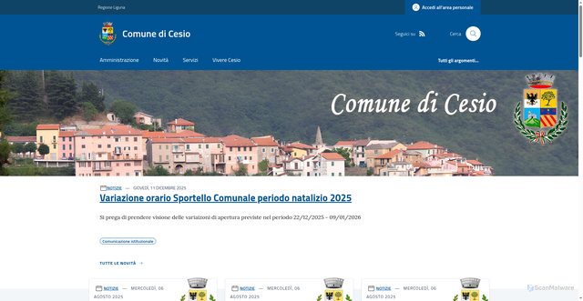 Security scan screenshot of https://www.comune.cesio.im.it/