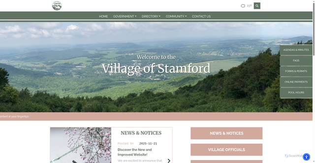 Security scan screenshot of https://villageofstamfordny.gov/