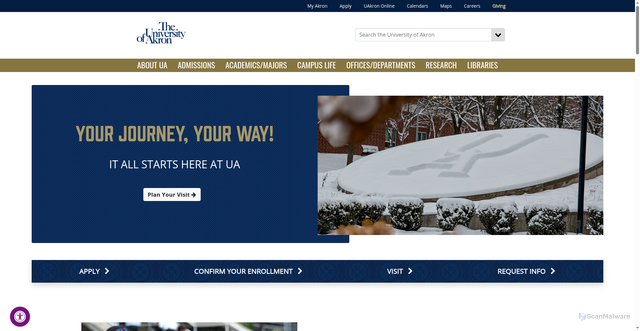 Security scan screenshot of https://uakron.edu