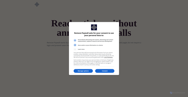 Security scan screenshot of https://www.removepaywall.com