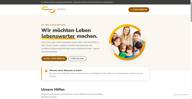 Security scan screenshot of https://care-more-plus.de