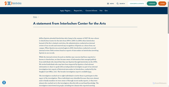 Security scan screenshot of https://www.interlochen.org/statement-interlochen