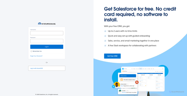 Security scan screenshot of https://sunflowerbank.lightning.force.com