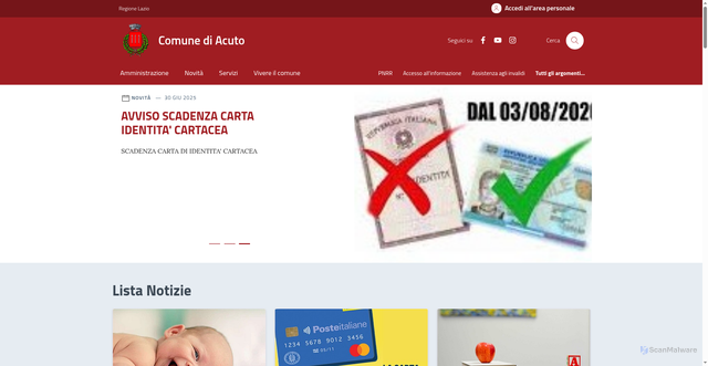Security scan screenshot of https://www.comune.acuto.fr.it