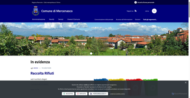 Security scan screenshot of https://www.comune.mercenasco.to.it