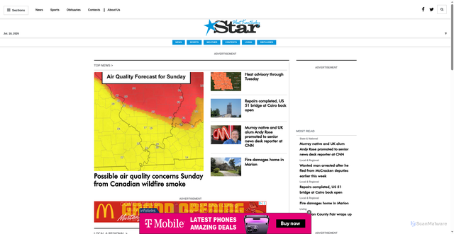 Security scan screenshot of https://westkentuckystar.com