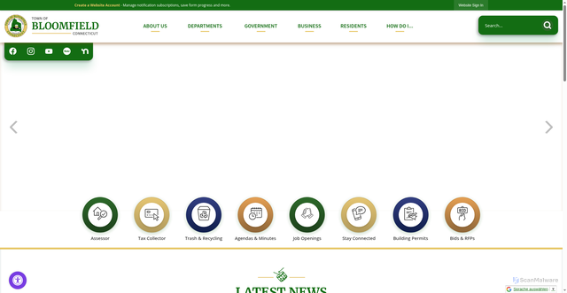 Security scan screenshot of https://bloomfieldct.gov/