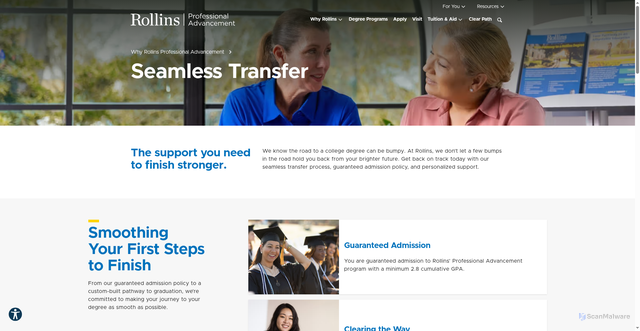 Security scan screenshot of https://rollins-edu-website-ssg.pages.dev/professional-advancement/why-rollins/seamless-transfer/