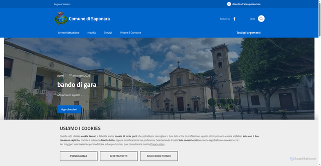 Security scan screenshot of https://www.comune.saponara.me.it/