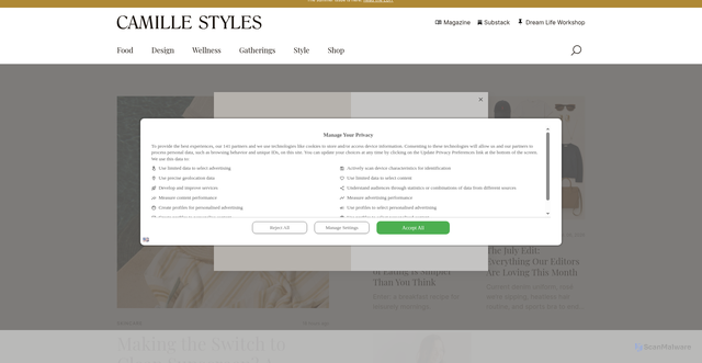 Security scan screenshot of https://camillestyles.com