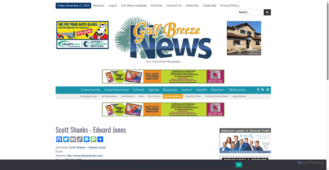 Security scan screenshot of https://news.gulfbreezenews.com/viewad/191236