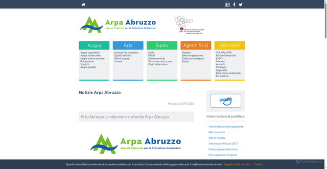 Security scan screenshot of https://www.artaabruzzo.it