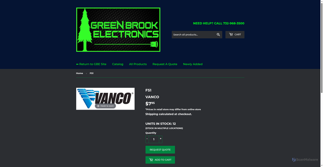 Security scan screenshot of https://greenbrookonline.com/products/87335?srsltid=AU7gw4WCcxVxN8QpgxjRCImCkDzbM_Z2c2BnNFWcDnjq6k7MvS819s3W