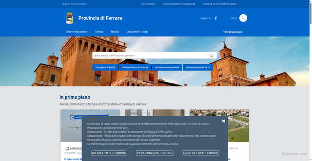 Security scan screenshot of https://www.provincia.fe.it/