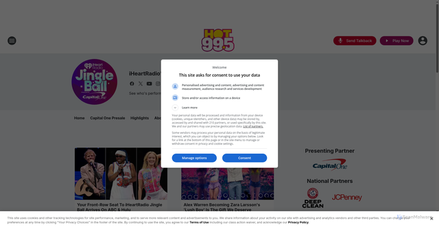 Security scan screenshot of https://hot995.iheart.com/featured/jingle-ball/