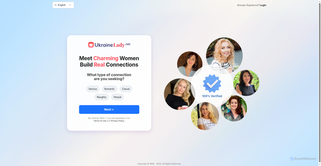 Security scan screenshot of https://www.UkraineLady.net/qa/register03.php?aid=2753&oid=CP287764&qpid_offer_id=ULD_808851TKEDK&qpid_subid=nsdf_py