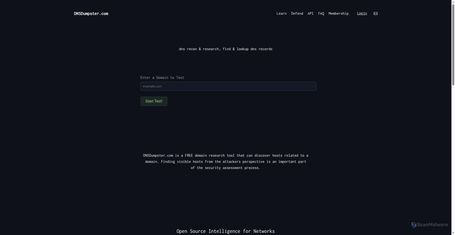 Security scan screenshot of https://dnsdumpster.com