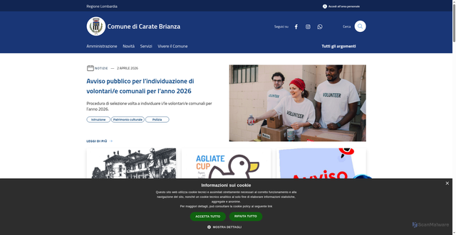 Security scan screenshot of https://www.comune.caratebrianza.mb.it