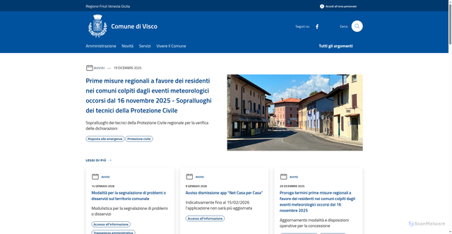 Security scan screenshot of https://www.comune.visco.ud.it/it