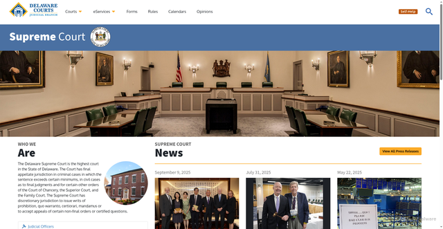 Security scan screenshot of https://courts.delaware.gov/supreme/