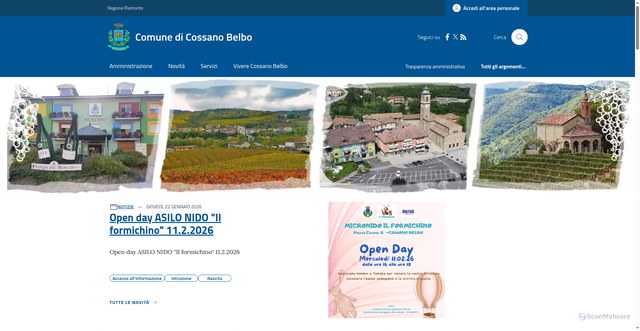 Security scan screenshot of https://www.comune.cossanobelbo.cn.it/