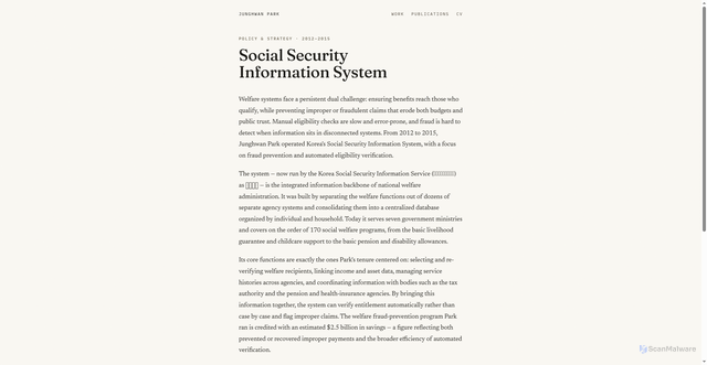 Security scan screenshot of https://parklab-portfolio.pages.dev/projects/social-security-system