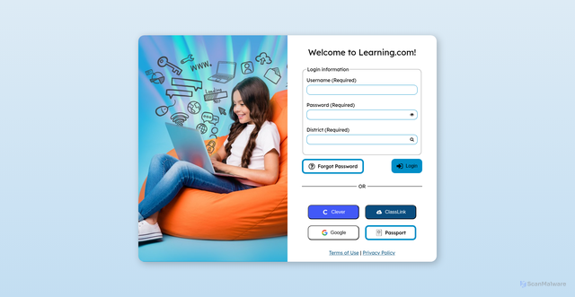 Security scan screenshot of https://login.learning.com