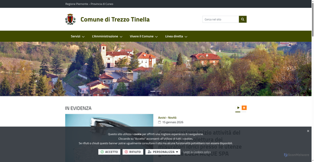 Security scan screenshot of https://www.comune.trezzotinella.cn.it/it-it/home