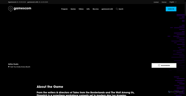 Security scan screenshot of https://www.gamescom.global/en/product/dispatch