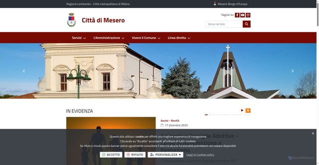 Security scan screenshot of https://www.comune.mesero.mi.it/it-it/home