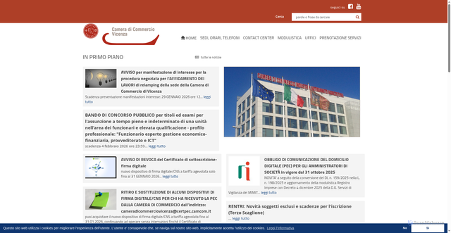Security scan screenshot of https://www.vi.camcom.it/