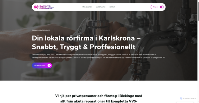 Security scan screenshot of https://sammysrortjanst.se