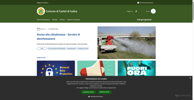 Security scan screenshot of https://www.comune.casteldiiudica.ct.it